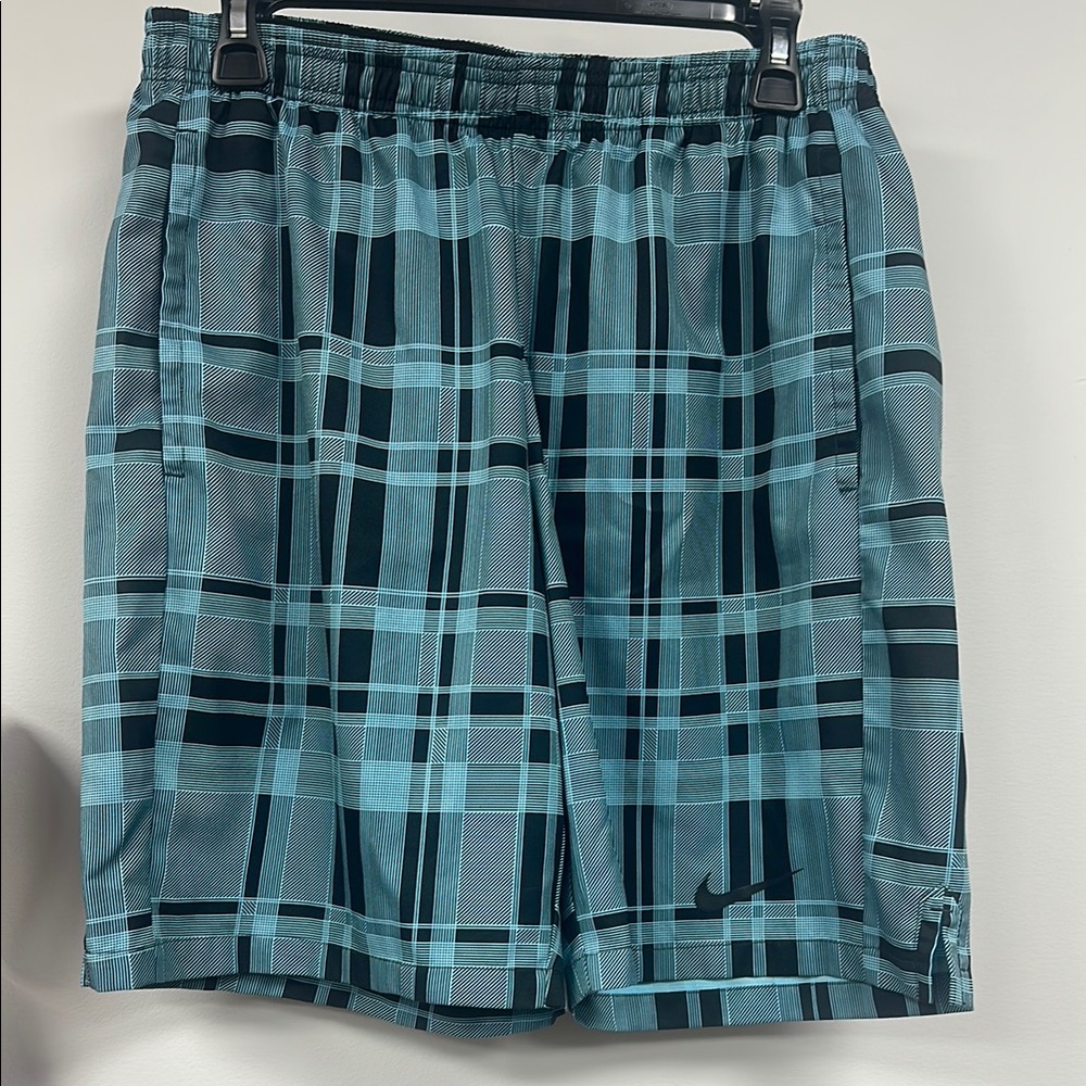 Nike Teal and Black Plaid Shorts Dri Fit